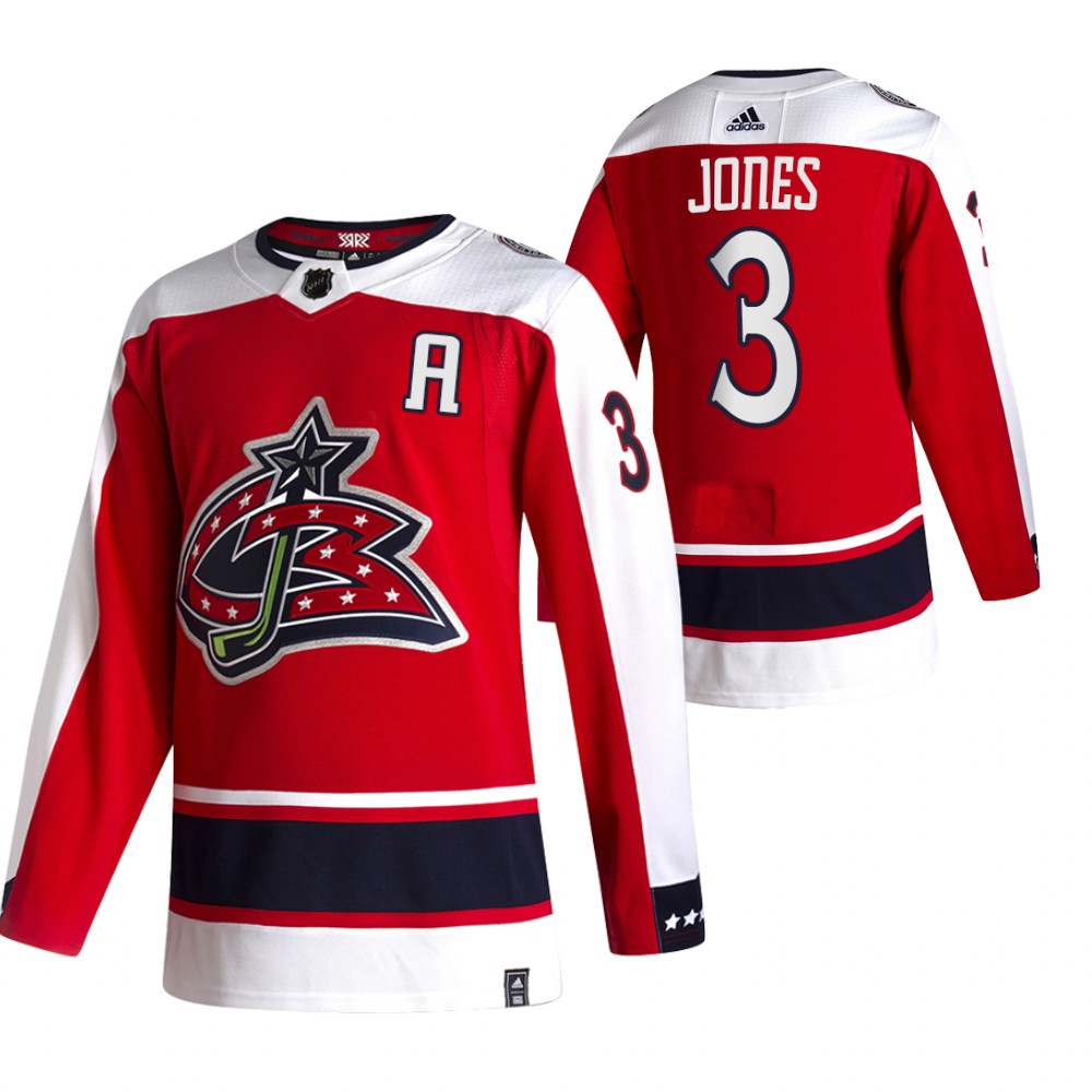 Cheap 2021 Adidias Columbus Blue Jackets 3 Seth Jones Red Men Reverse Retro Alternate NHL Jersey